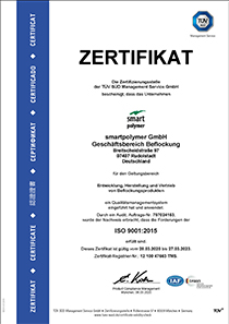 TÜV-Zertifikat zur ISO-Norm 9001:2015